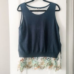 Anthropologie Moth Crochet Hem Top